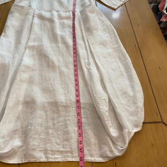 Baci Women’s Linen White Oversized Midi Dress Italy Pockets Beach Resort M-L - Picture 10 of 14